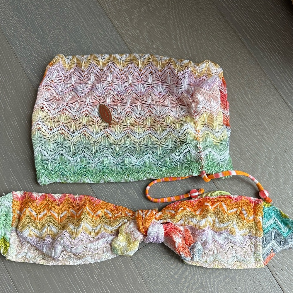 Missoni swimsuit top and bag